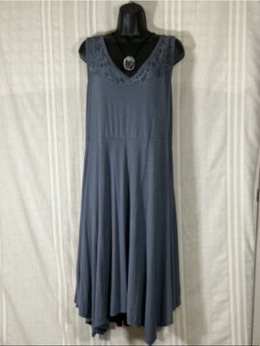 Lane Bryant Blue Lace Yoke Sleeveless Swing Dress Size 18/20 Plus